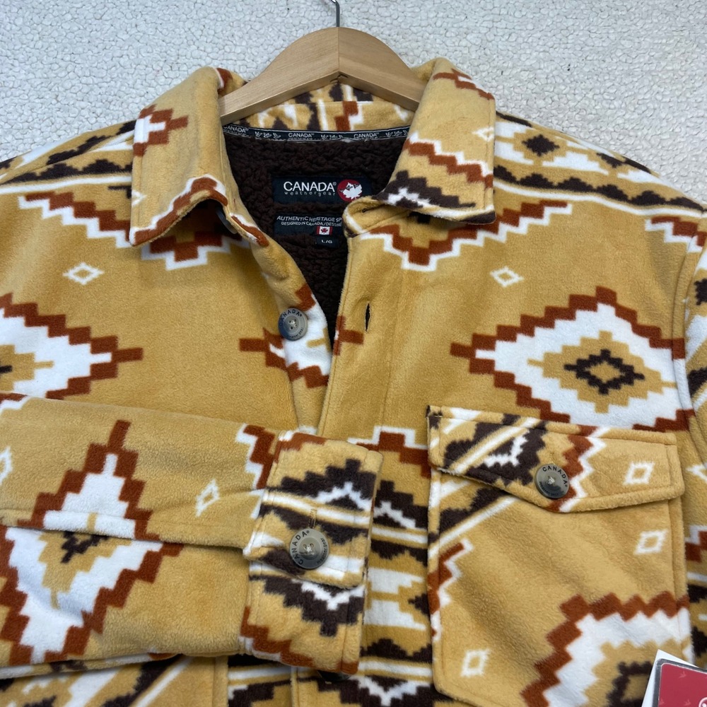Canada Weathergear Jacket Womens L Yellow Aztec Fleece Sherpa Lined CW0912